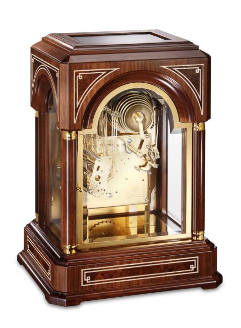 Kieninger quality walnut desk clock with Mozart bel canto on 9 bells chime 1705-22-01